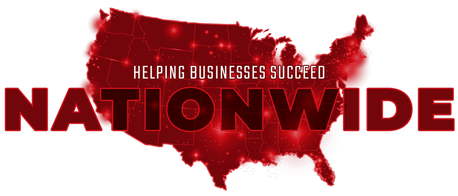 Map of the USA and words that say: Helping Businesses Succeed Nationwide.