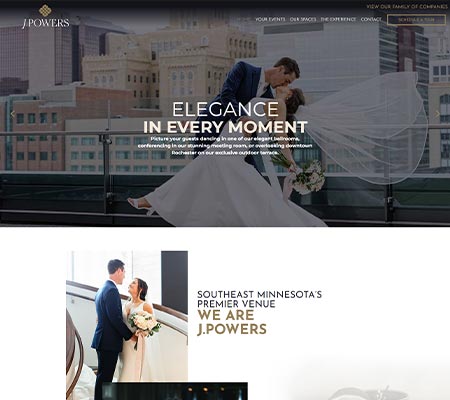Example of J Powers wedding venue, banquet and caterer website design by 240 Group in Alexandria.