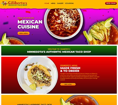 Example of Gilibertos Mexican restaurant taco shop website design by 240 Group in Anoka.