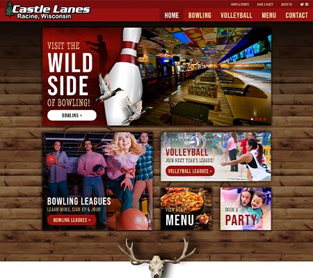 240 Group creates small business bowling alley banquet center website design in Brookfield.
