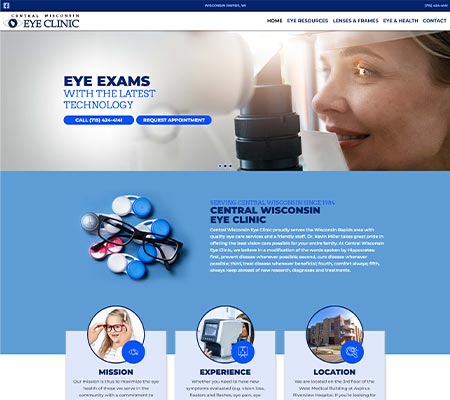 240 Group creates small doctor eye care website design in Wisconsin Dells.